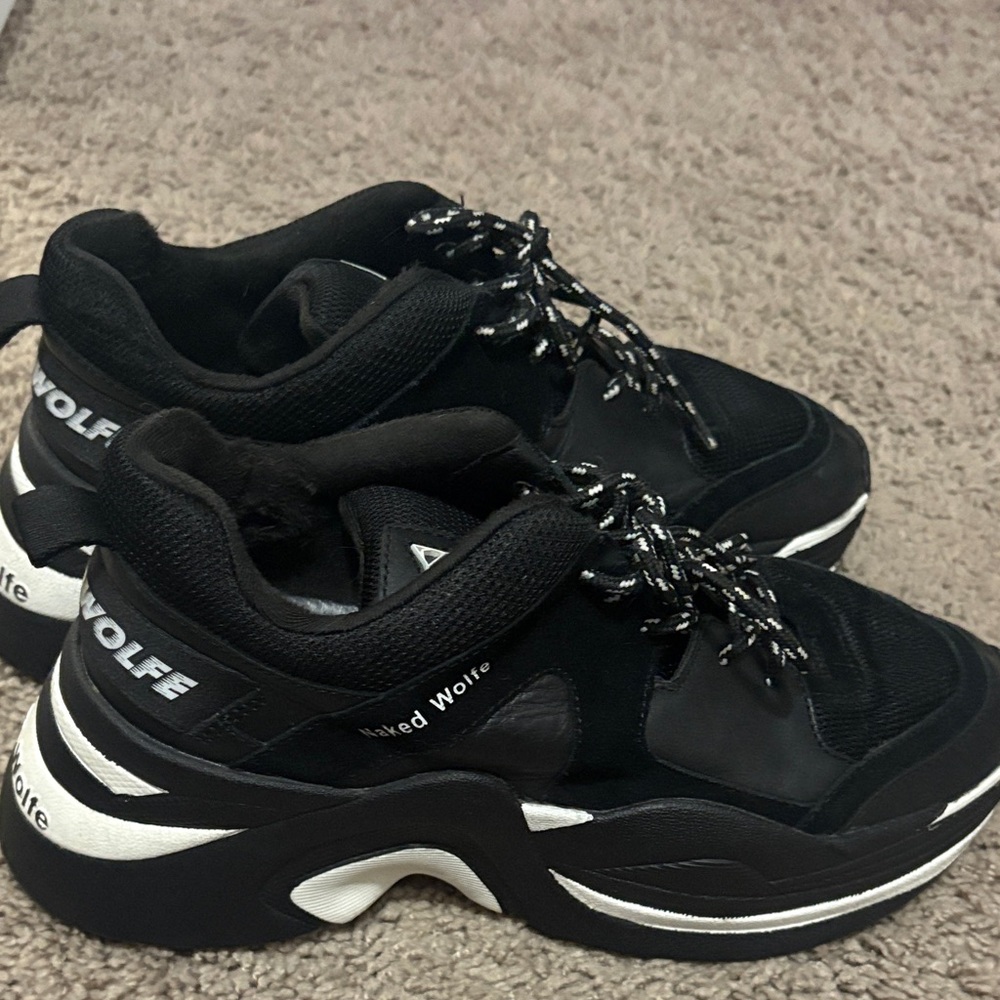 NAKED WOLFE Women's Black and White Sneakers